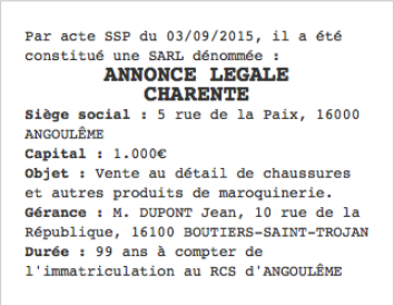 annonce legale charente